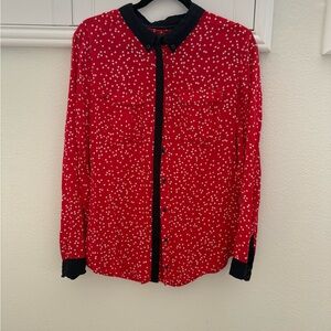 Maeve Red and White Polka Dot Blouse